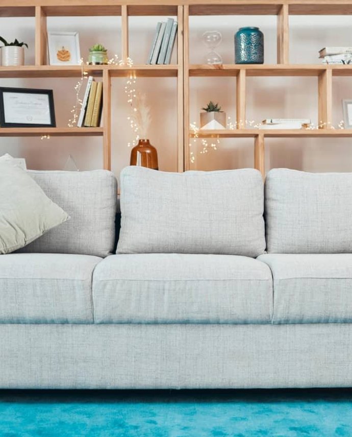 clean upholstered sofa in a living room